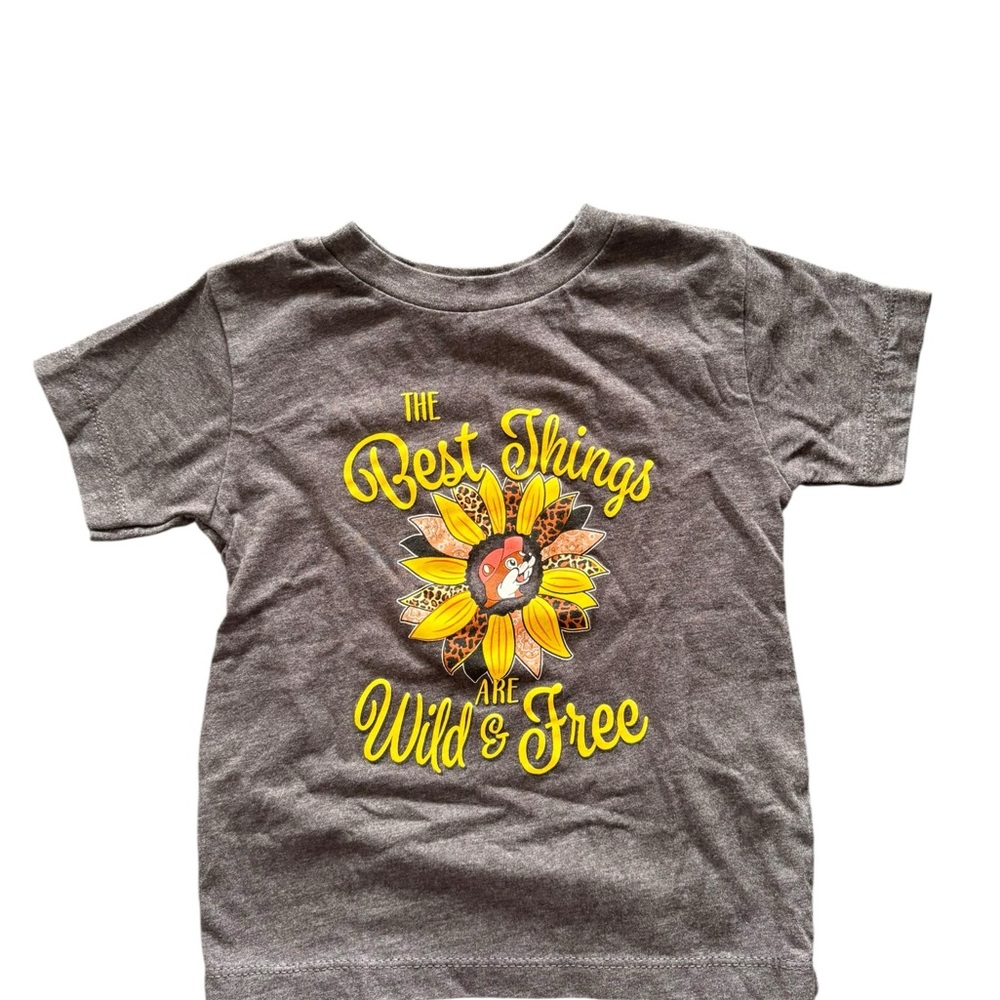 BUC-EE’S Charming Gray Kids' T-Shirt with Sunflower Design 2T 4 0578